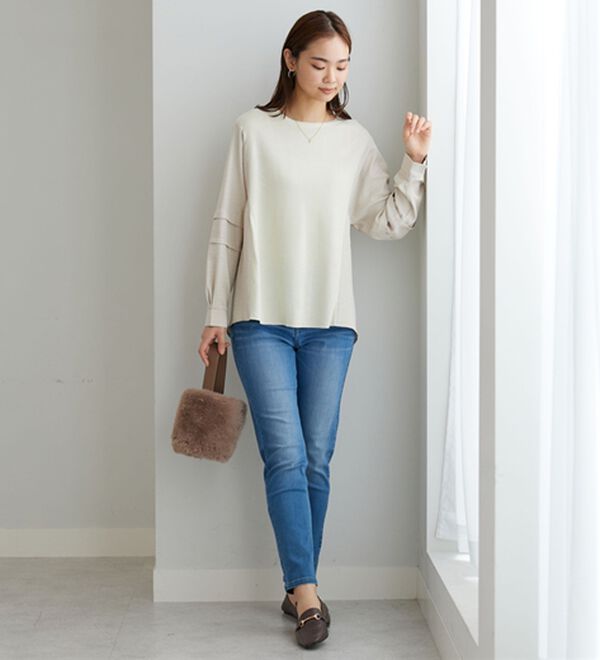 BELLUNA（ベルーナ）の「ニット切替袖タックプルオーバー（ニット・セーター）」｜詳細画像