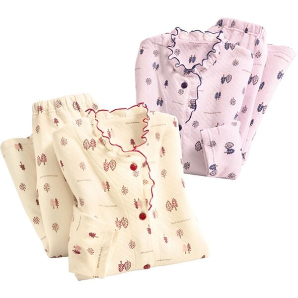 「【２着組】フリルが可愛い快眠キルトパジャマ（パジャマ・ルームウェア）」｜2着組