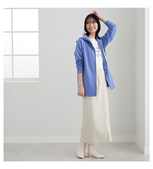 BELLUNA（ベルーナ）の「フードデザインとろみ素材ジップアップパーカー（パーカー）」｜詳細画像