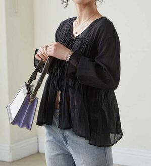 RANAN（ラナン）の「リボンドロストブラウス（ブラウス）」｜ブラック