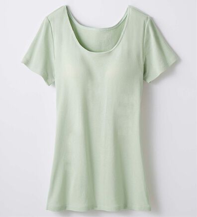 LAVIENNE（ラヴィエンヌ）の「綿１００％サラッと汗取りインナー　カップ付きインナー　半袖＜ラヴィクールナチュラル＞（ブラトップ・カップ付きインナー）」