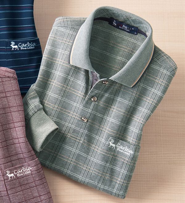 「＜カルビア＞長く着られる柄違い涼やか麻入りポロシャツ（メンズポロシャツ）」｜グレー