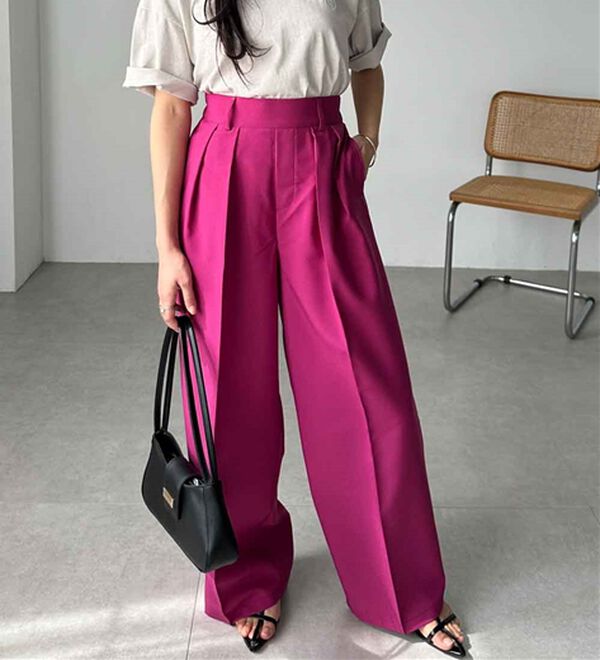 RANAN（ラナン）の「【選べる股下】きれい見え２タックワイドスラックス（ワイドパンツ・ガウチョ）」｜詳細画像