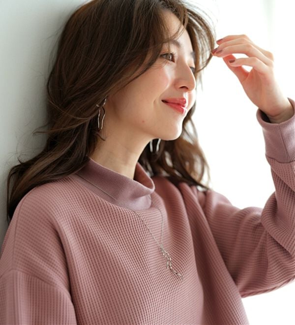 BELLUNA（ベルーナ）の「 【快適Ｌａｂ．】ワッフル素材裏ボアハイネックプルオーバー（カットソー）」｜詳細画像