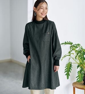 BELLUNA（ベルーナ）の「＜＆ｃｏｃｏｃｈｉ＞デニム素材リブ使いチュニック（チュニック）」｜詳細画像