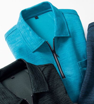 「アクティブハーフジップポロ（メンズポロシャツ）」