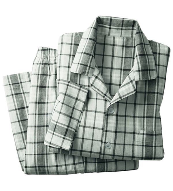 「綿１００％楊柳パジャマ（メンズルームウェア）」｜グレーチェック