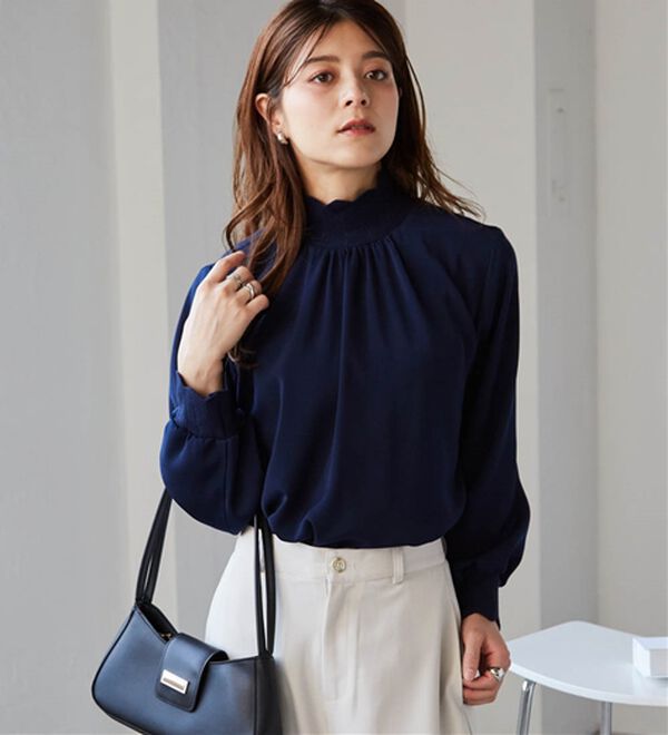 RANAN（ラナン）の「スカラップリブニット使いブラウス（ブラウス）」｜詳細画像