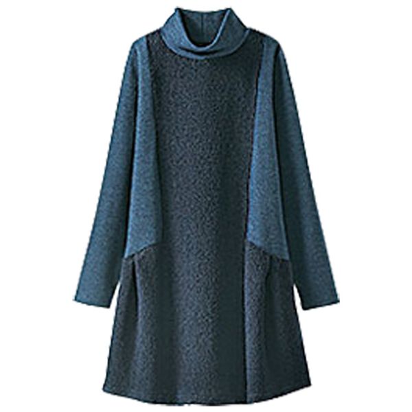 BELLUNA（ベルーナ）の「ブークレー切替リブ使いデザインチュニック（チュニック）」｜ネイビー系