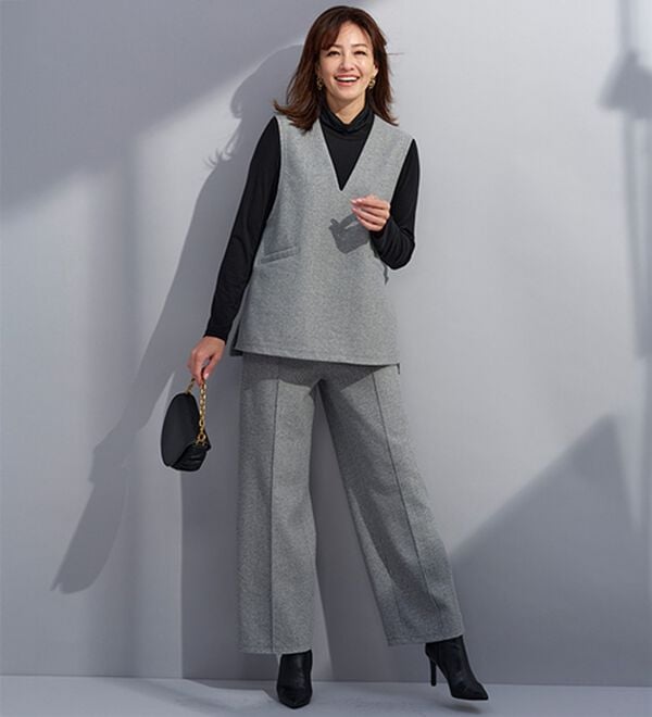 BELLUNA（ベルーナ）の「【セットアップ対応】ウールライク素材Ｖネックべスト（ベスト）」｜詳細画像