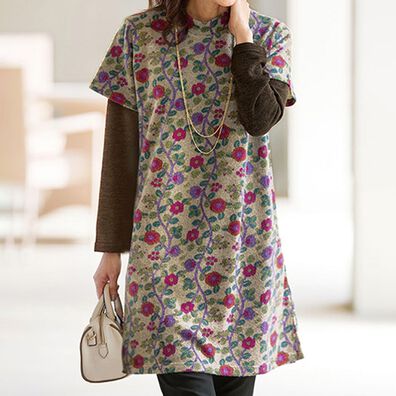 BELLUNA（ベルーナ）の「花柄プリントベストチュニックアンサンブル（チュニック）」