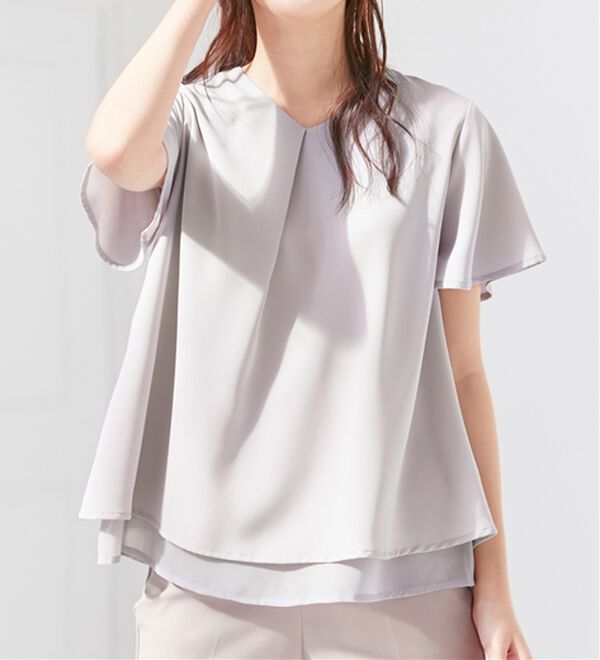alotta（アロッタ）の「シフォンレイヤードＶネックブラウス（ブラウス）」｜詳細画像