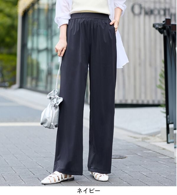 Viola e Viola（ヴィオラ エ ヴィオラ）の「さらテロ楽ちんストレートパンツ【選べる丈】（フルレングスパンツ）」｜詳細画像