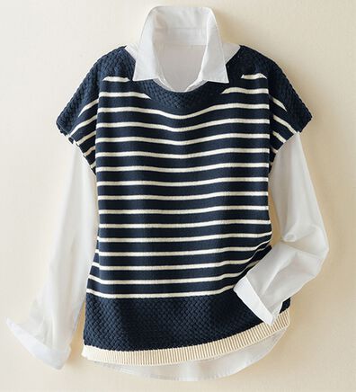 BELLUNA（ベルーナ）の「綿１００％ボーダーベストアンサンブル（アンサンブル）」