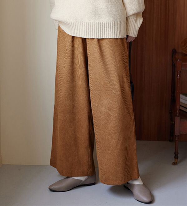 Viola e Viola（ヴィオラ エ ヴィオラ）の「あったか裏地コーデュロイパンツ（ワイドパンツ・ガウチョ）」｜詳細画像