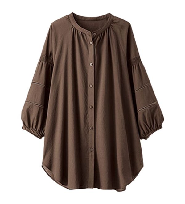 BELLUNA（ベルーナ）の「レーヨン混ビンテージ素材シャツチュニック（チュニック）」｜詳細画像