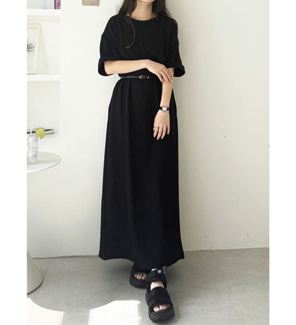 GeeRA（ジーラ）の「【ひんやり/着痩せ】ハーフジップ大人Ｔシャツワンピース（カットソーワンピース）」｜詳細画像