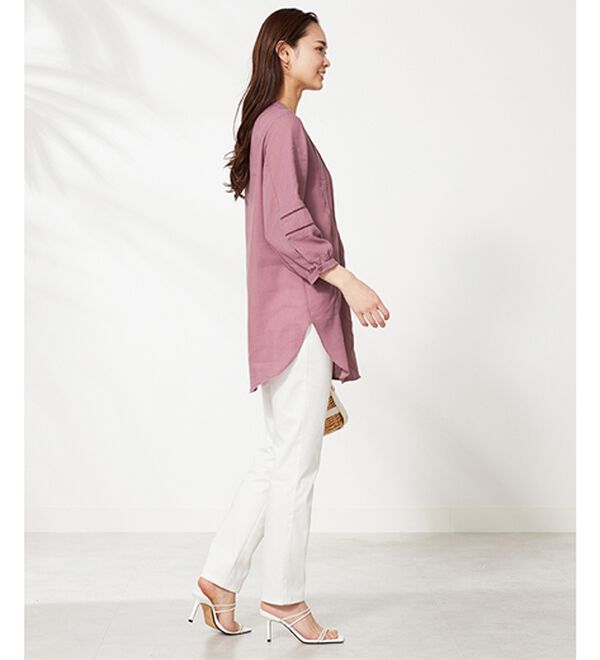 BELLUNA（ベルーナ）の「機能付リネン混ピンタック使いシャツチュニック（チュニック）」｜詳細画像
