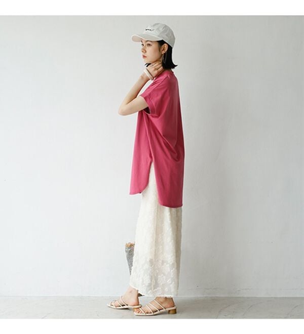 GeeRA（ジーラ）の「綿１００％フレンチスリーブチュニックＴシャツ（カットソー）」｜詳細画像