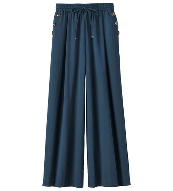 BELLUNA（ベルーナ）の「サラリ快適！ボタン使いビンテージ調ワイドパンツ（ワイドパンツ・ガウチョ）」｜詳細画像