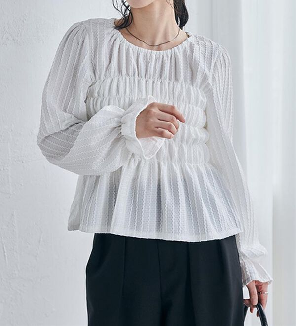 RANAN（ラナン）の「シャーリングカットブラウス（カットソー）」｜詳細画像