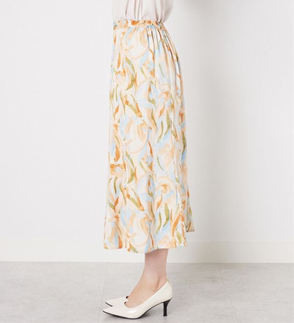 BELLUNA（ベルーナ）の「艶やかプリント切替フレアースカート（ロングスカート）」｜詳細画像
