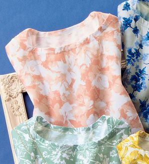 ルフラン（ルフラン）の「汗染み防止綿混プリントプルオーバー（カットソー）」｜コーラル