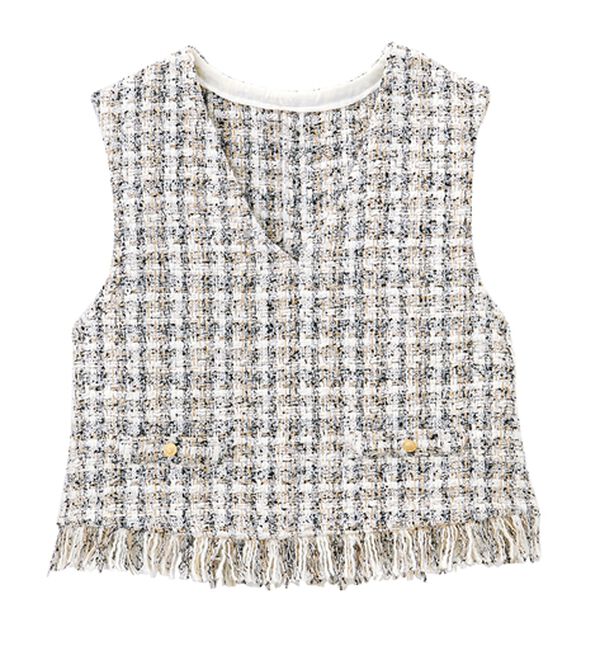 RANAN（ラナン）の「ツイードショートベスト（ベスト）」｜詳細画像