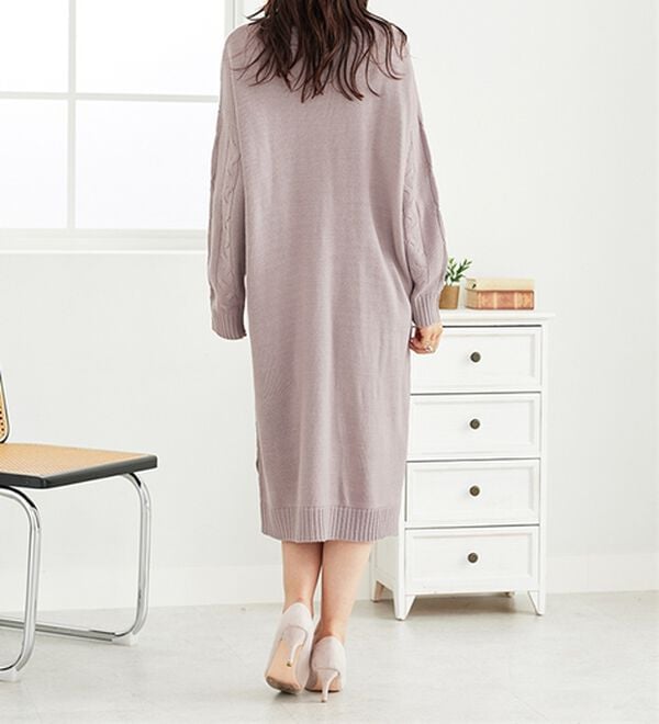 BELLUNA（ベルーナ）の「ケーブル柄ロング丈ニットワンピース（ニットワンピース）」｜詳細画像