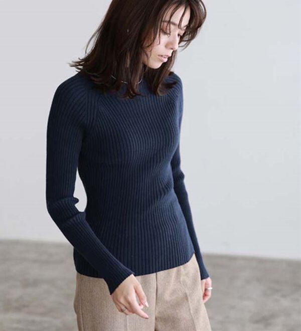 Pierrot（ピエロ）の「着回しストレッチリブハイネックニット（ニット・セーター）」｜詳細画像