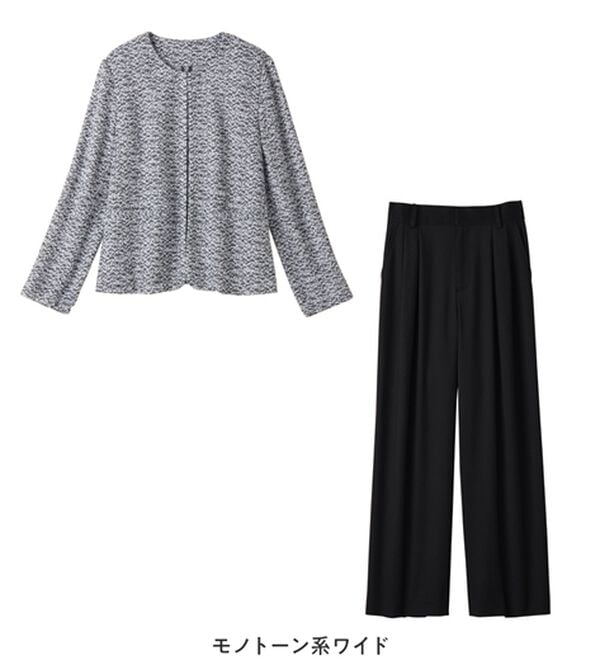 Viola e Viola（ヴィオラ エ ヴィオラ）の「【選べるボトムス】２点セット洗える！ツイードセットアップスーツ（パンツスーツ）」｜詳細画像