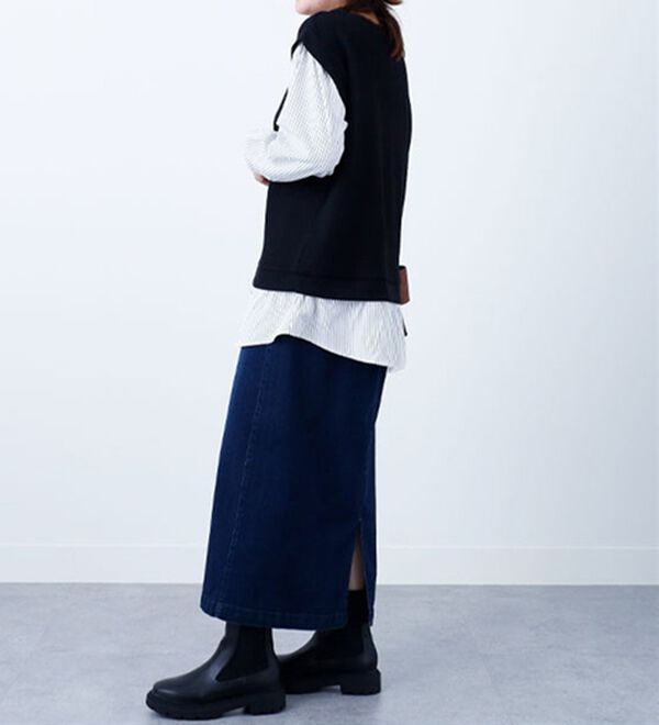 BELLUNA（ベルーナ）の「あぜ素材シャツフェイクチュニック（チュニック）」｜詳細画像