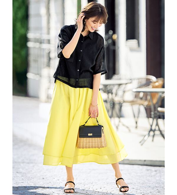 BELLUNA（ベルーナ）の「ノースリの上に着るメッシュショートシャツ（シャツ）」｜詳細画像