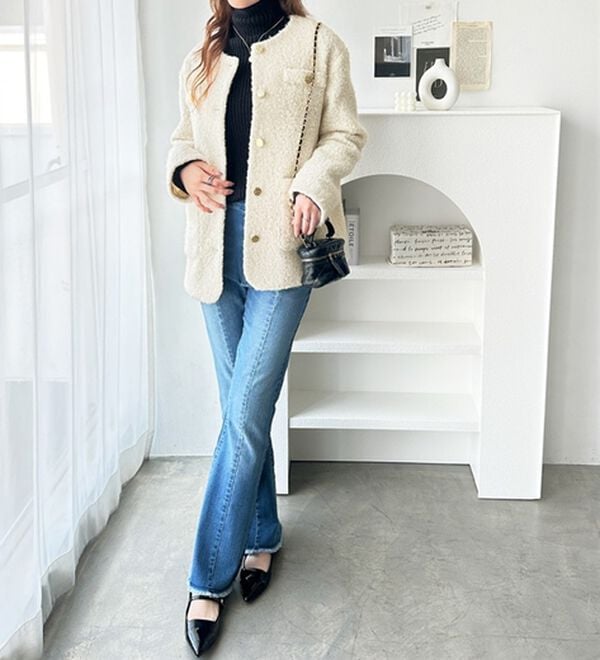 GeeRA（ジーラ）の「リングウールライク金ボタンジャケットコート（ハーフコート）」｜詳細画像