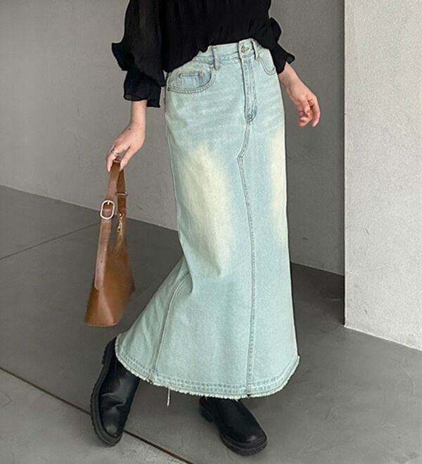 GeeRA（ジーラ）の「バックスリットデニムロングスカート（ロングスカート）」｜詳細画像