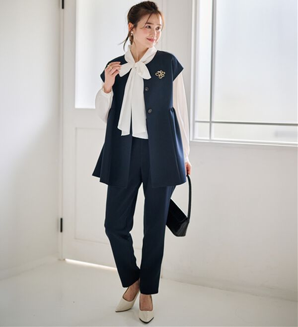 RANAN（ラナン）の「ペプラムギャザーベストセットアップ（パンツスーツ）」｜詳細画像