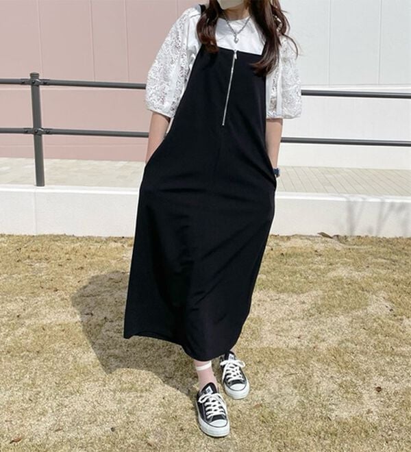 GeeRA（ジーラ）の「ハーフジップキャミワンピース（カットソーワンピース）」｜詳細画像