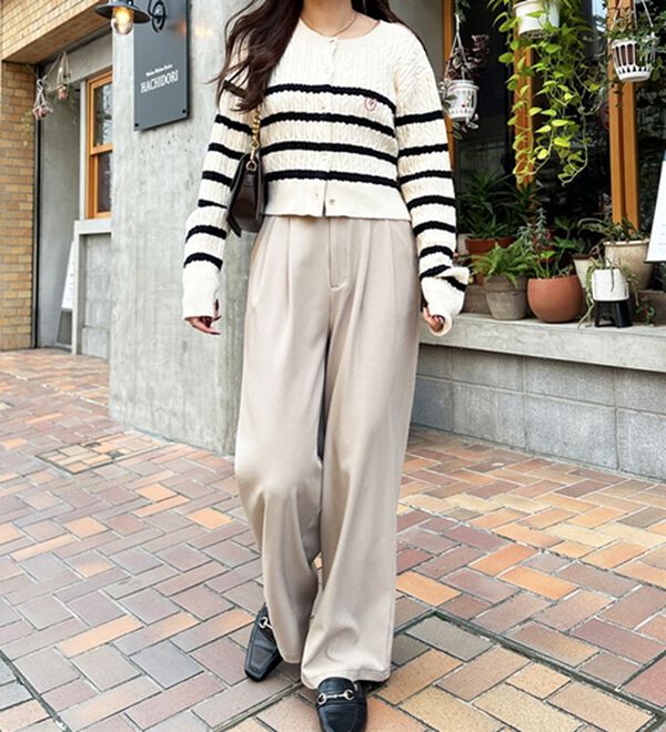 GeeRA（ジーラ）の「着心地抜群！ハイウエストダブルタックワイドパンツ（フルレングスパンツ）」｜詳細画像