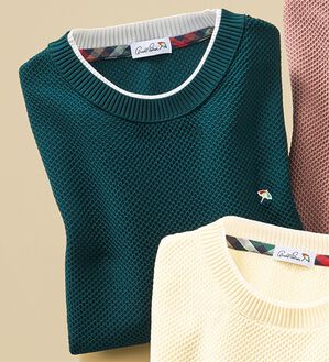 「＜アーノルド　パーマー＞立体編みレイヤードセーター（メンズニット・セーター）」｜ブルーグリーン