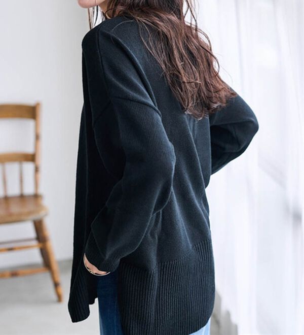 RANAN（ラナン）の「ワイドリブ使いカラーニットチュニック（ニット・セーター）」｜詳細画像