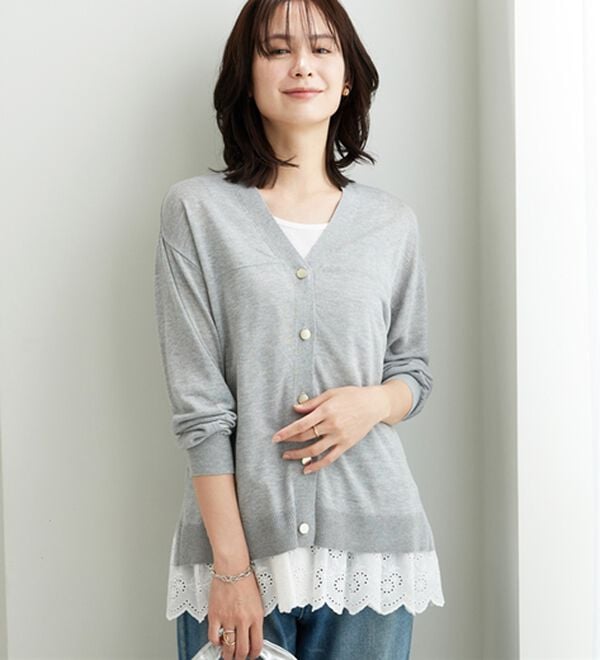 BELLUNA（ベルーナ）の「【快適Ｌａｂ．】シャリ冷！洗える多機能ニットカーディガン（ニットカーディガン）」｜詳細画像