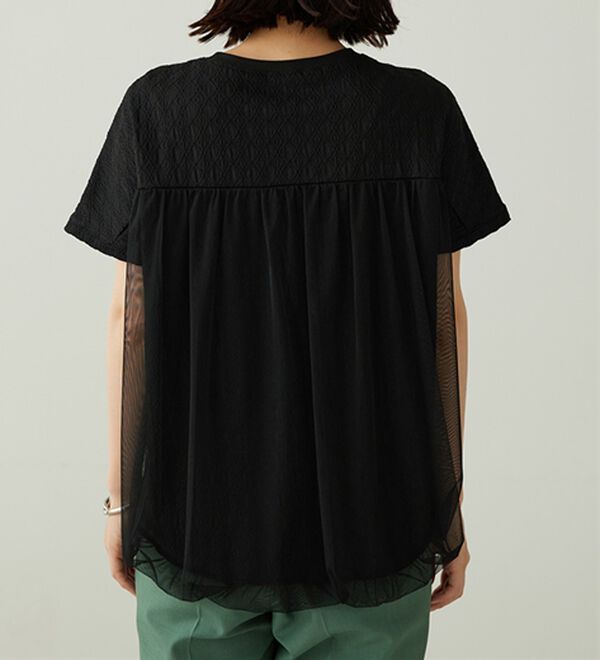 BELLUNA（ベルーナ）の「ジャカード素材チュール重ねプルオーバー（カットソー）」｜詳細画像