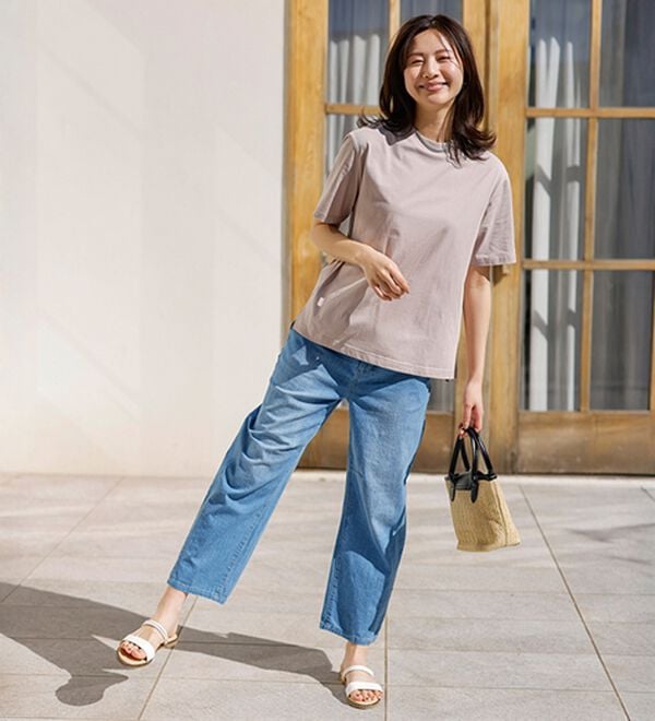 BELLUNA（ベルーナ）の「【選べる袖丈】＜エアリーアイスコットン＞オーバーサイズＴシャツ（カットソー）」｜詳細画像