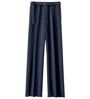 BELLUNA（ベルーナ）の「ヒンヤリ爽快！麻調ビンテージワイドパンツ（ワイドパンツ・ガウチョ）」｜ネイビー