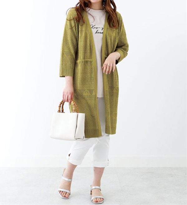 BELLUNA（ベルーナ）の「透かし編ニットロングカーディガン（ニットカーディガン）」｜詳細画像