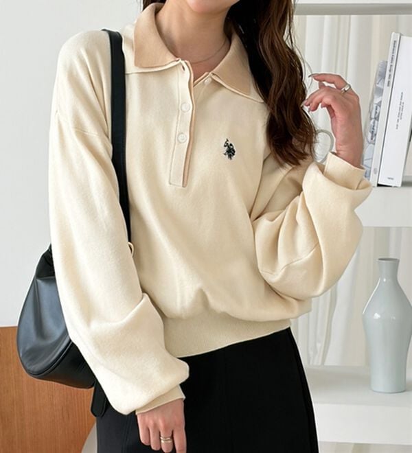 GeeRA（ジーラ）の「【U.S. POLO ASSN.】バイカラーポロ衿ニット（ニット・セーター）」｜詳細画像