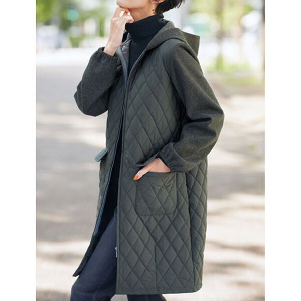 BELLUNA（ベルーナ）の「＜カポック混＞切替フードコート（ロングコート）」｜詳細画像