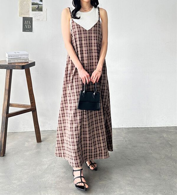 GeeRA（ジーラ）の「チェックフレアーキャミワンピース（その他ワンピース）」｜詳細画像