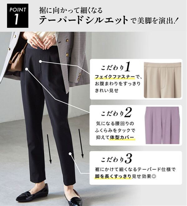 RANAN（ラナン）の「あったか！裏起毛美脚シルエットタックパンツ（フルレングスパンツ）」｜詳細画像