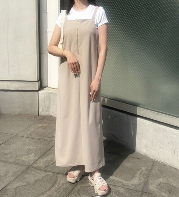 GeeRA（ジーラ）の「ハーフジップキャミワンピース（カットソーワンピース）」｜詳細画像